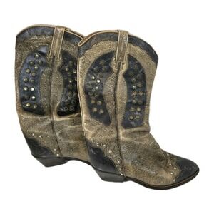 Buttero Italian Ostrich Leather Studded Cowgirl Boots  Size 37 (US Women's 6.5–7